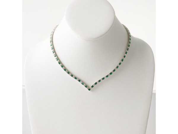 12.50ct Lab Grown Emerald and Lab Grown Diamond Necklace – foto 2 – kavel bij XL Auctions