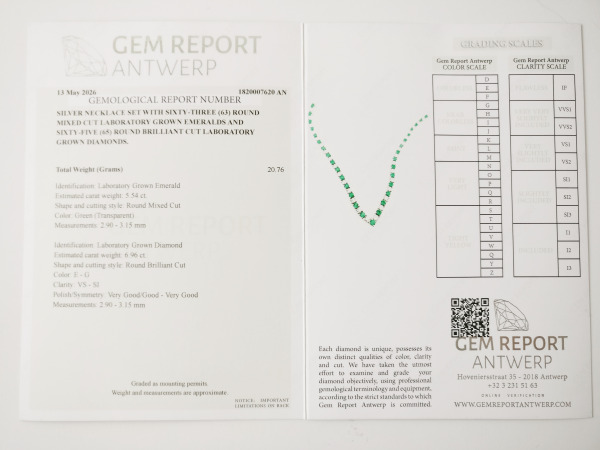 12.50ct Lab Grown Emerald and Lab Grown Diamond Necklace – foto 6 – kavel bij XL Auctions