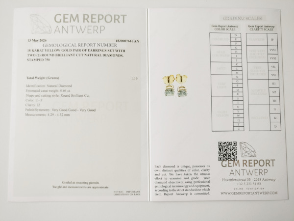 0.64ct Diamond Earrings – foto 7 – kavel bij XL Auctions