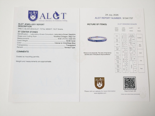 32.90ct Lab Grown Sapphire Bracelet – foto 7 – kavel bij XL Auctions