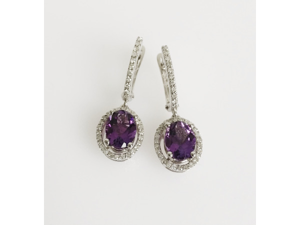 2.53ct Amethyst and Diamond Earrings – foto 2 – kavel bij XL Auctions