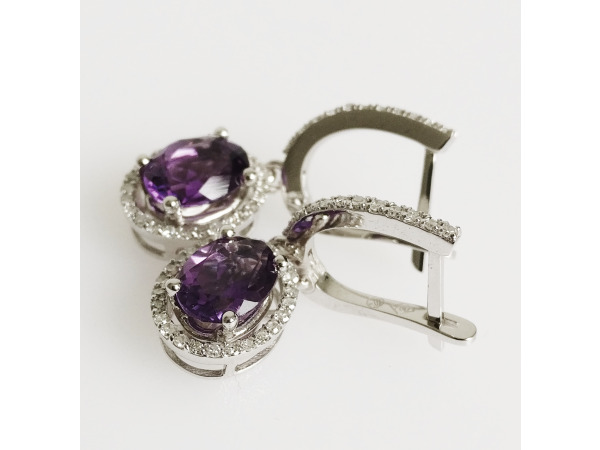 2.53ct Amethyst and Diamond Earrings – foto 4 – kavel bij XL Auctions