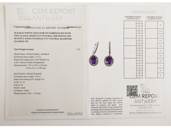 2.53ct Amethyst and Diamond Earrings – foto 7 – kavel bij XL Auctions