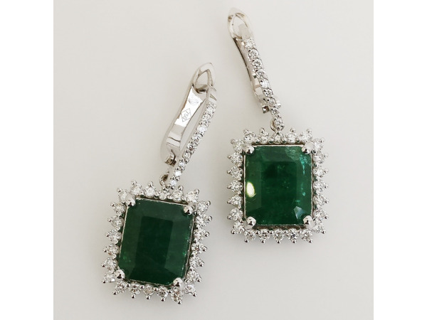 11.27ct Emerald and Diamond Earrings
