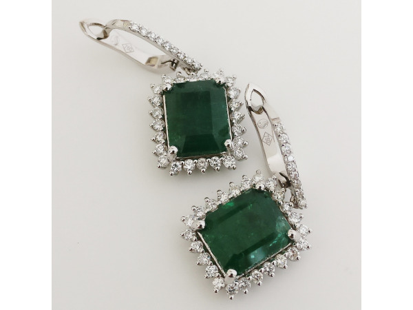 11.27ct Emerald and Diamond Earrings – foto 3 – kavel bij XL Auctions