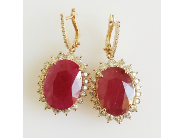 22.41ct Ruby and Diamond Earrings
