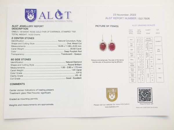 22.41ct Ruby and Diamond Earrings – foto 8 – kavel bij XL Auctions