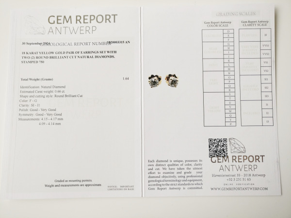 0.66ct Diamond Earrings – foto 5 – kavel bij XL Auctions