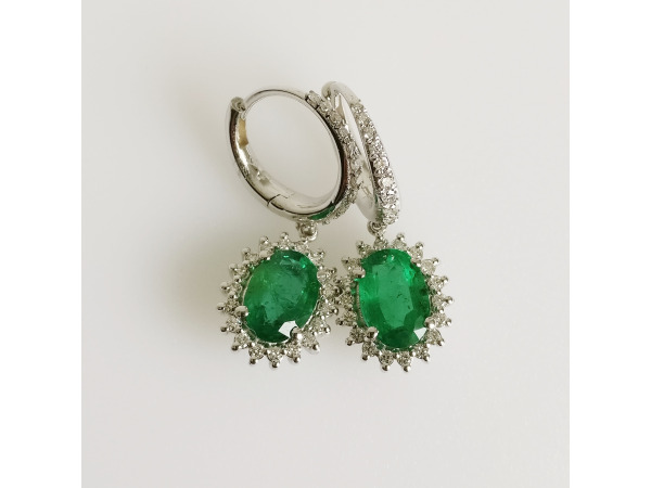 3.08ct Emerald and Diamond Earrings