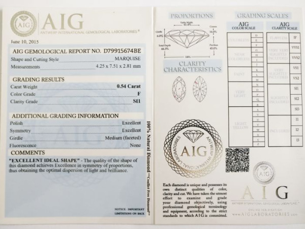 Marquise 0.54ct – foto 3 – kavel bij XL Auctions