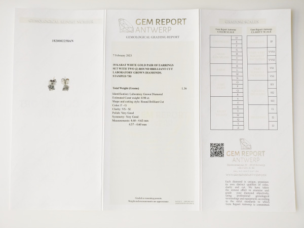 0.90ct Lab Grown Diamond Earrings – foto 5 – kavel bij XL Auctions