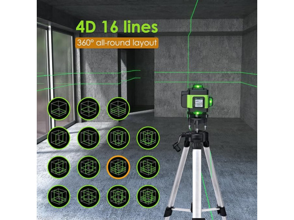 Laser Level 360 Self Leveling with Tripod, 4D Green Laser – foto 2 – kavel bij XL Auctions