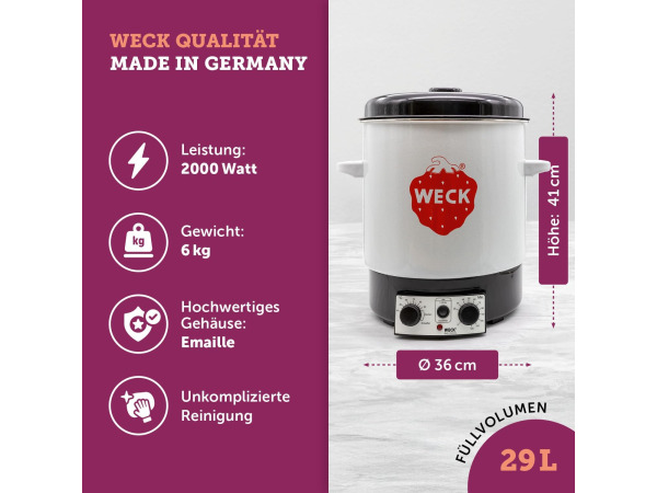 WECK Inmaakkookmachine wekautomaat - 29L - 2000W – foto 2 – kavel bij XL Auctions