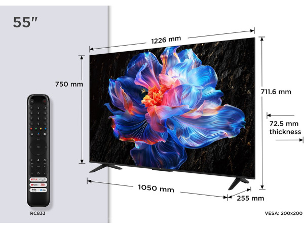 TCL 55V6C - 55 inch - 4K LED - 2025 - Smart TV – foto 6 – kavel bij XL Auctions