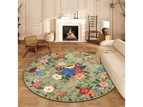 vintage bloemen - Rond tapijt - 160 cm - antislip – kavel bij XL Auctions