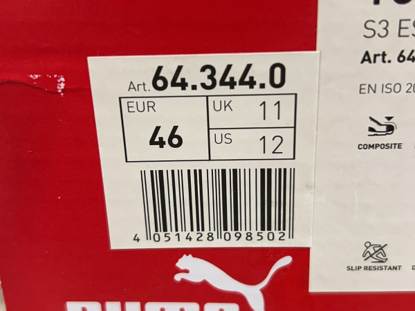 Puma veiligheidsschoen maat 46 S3 Touring zwart/rood – foto 9 – kavel bij XL Auctions