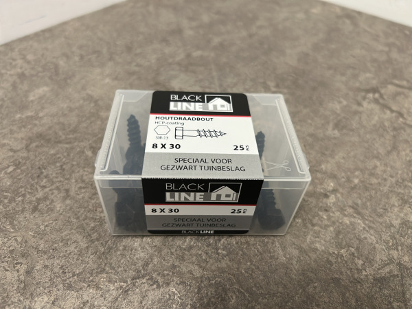 Blackline houtdraadbouten ø6-8mm zwart set 24-delig – foto 3 – kavel bij XL Auctions