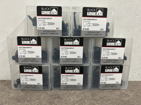 Blackline houtdraadbouten ø6-8mm zwart set 24-delig – foto 5 – kavel bij XL Auctions