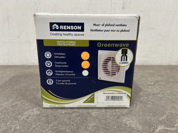 Renson ventilator ø100mm met timer Greenwave