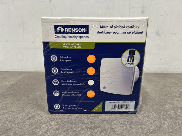 Renson ventilator met vochtsensor ø100mm grijs – kavel bij XL Auctions