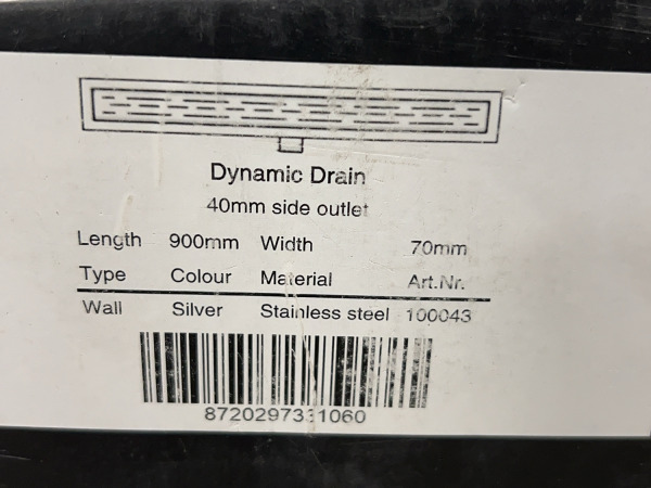Dynamic douchegoot 900x70mm net muurflens RVS – foto 7 – kavel bij XL Auctions