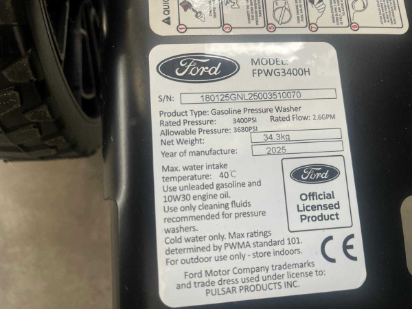 Ford FPWG3400H benzine hogedrukreiniger 3400 PSI – foto 10 – kavel bij XL Auctions