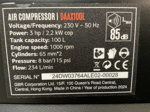Daewoo luchtcompressor 100L DAAX100L – foto 11 – kavel bij XL Auctions