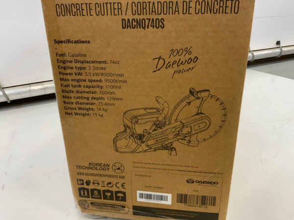 Daewoo betonzaag ø350mm 74cc DACNQ740S – foto 17 – kavel bij XL Auctions