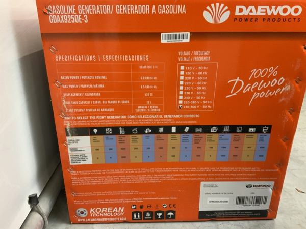 Daewoo benzine generator 6,5kW GDAX9250E – foto 17 – kavel bij XL Auctions