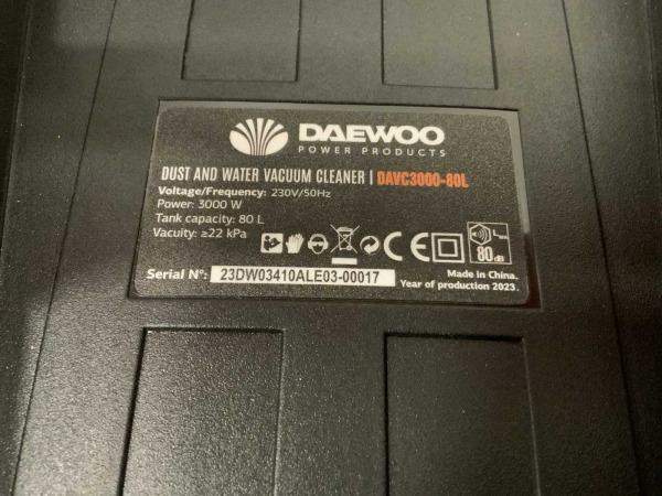 Daewoo industriële nat- en droogzuiger 3000W DAVC3000-80L – foto 11 – kavel bij XL Auctions