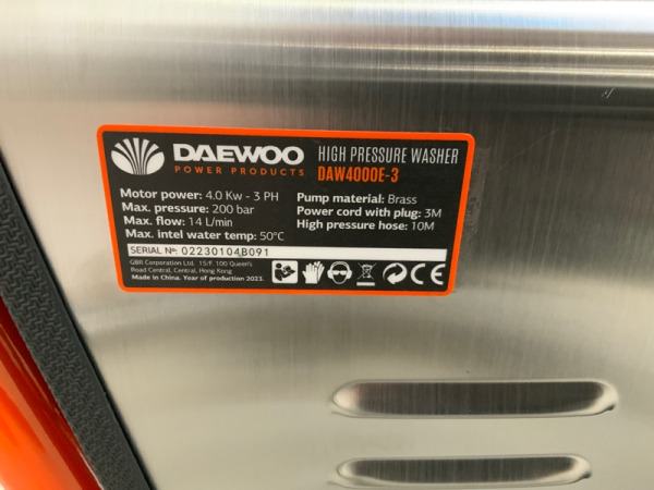 Daewoo hogedrukreiniger 200 bar 4kW DAW4000E-3 – foto 16 – kavel bij XL Auctions