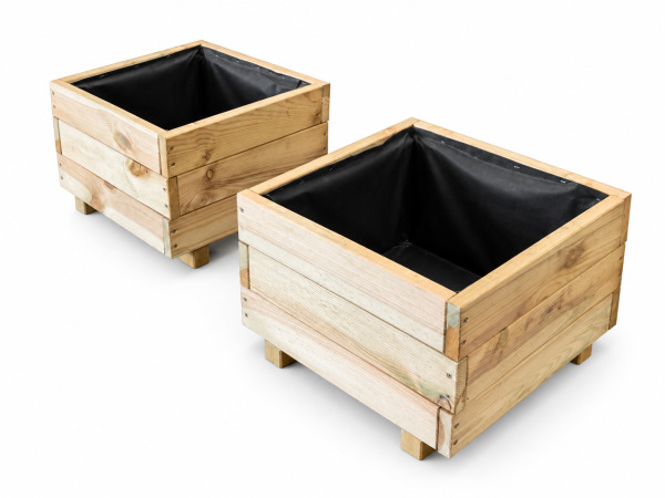 2x Garlux bloembak geïmpregneerd vuren - 40x40x28cm – kavel bij XL Auctions