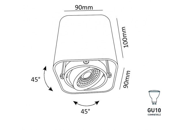 6x GU10 Design Opbouwspot Armatuur 10cm zwart kantelbaar – foto 2 – kavel bij XL Auctions