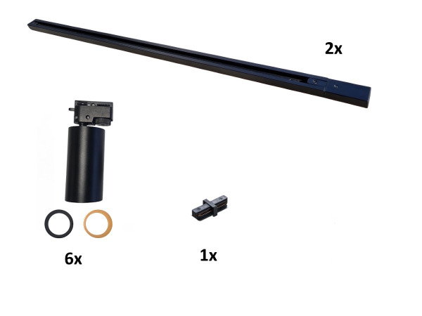 2 meter Railsysteem met 6 st railspot GU10 fitting met ring – foto 11 – kavel bij XL Auctions