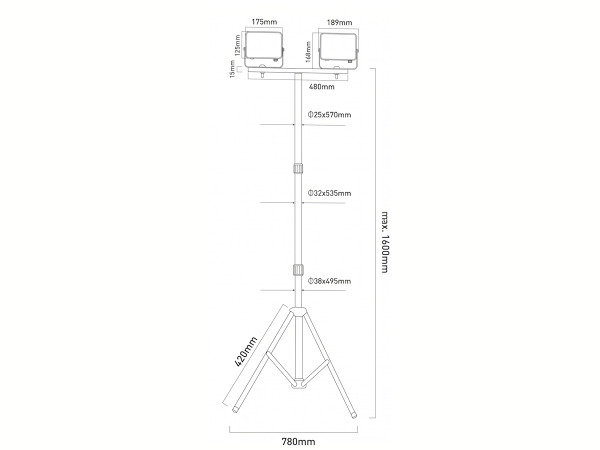 2x Werklamp 2x50W LED 3in1 kleur CCT Breedstraaler tripod – foto 6 – kavel bij XL Auctions