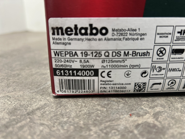 Metabo haakse slijper 1900W WEPBA 19-125 Q DS M – foto 12 – kavel bij XL Auctions