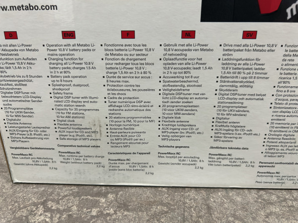Metabo accu bouwradio 10,8V body PowerMaxx RC – foto 6 – kavel bij XL Auctions