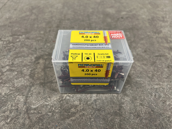 4x Rotadrill hardhoutschroeven ø4,0x40mm rvs 200-pack