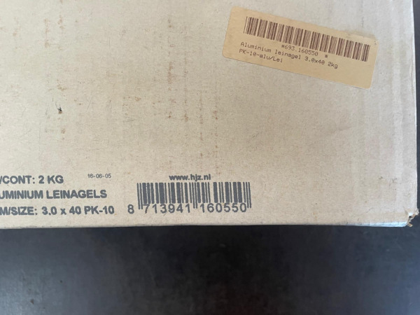 Aluminium Leinagels 3,0 x 40 mm – 2 kg – foto 2 – kavel bij XL Auctions