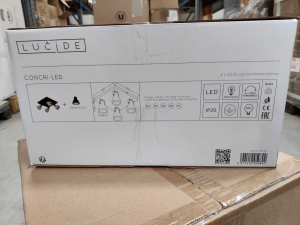 Lucide plafondspot dimbaar Concriled 4x5W zwart – foto 4 – kavel bij XL Auctions