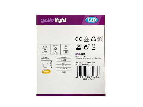 10x Getic-Light led-spot 6-pack 4,8W GU10 – foto 3 – kavel bij XL Auctions