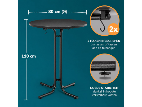 Inklapbare statafel Ø 80 x 110 cm - grijs – foto 3 – kavel bij XL Auctions