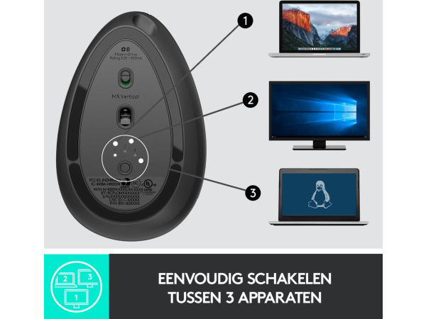 Logitech MX Vertical - Draadloze Ergonomische Muis - Grijs – foto 3 – kavel bij XL Auctions