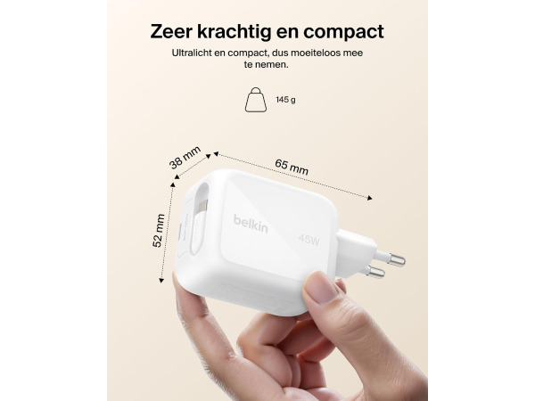 Belkin UltraCharge USB-C Oplader 45W - Uittrekbare USB-C – foto 6 – kavel bij XL Auctions