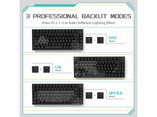 AK820 Mechanisch Toetsenbord - 75% kleiner - QWERTY – foto 8 – kavel bij XL Auctions