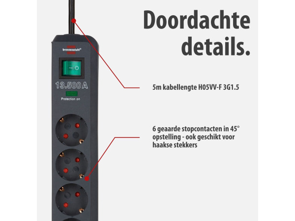 Brennenstuhl Eco-Line 6-voudige stekkerdoos met Beveiliging – foto 4 – kavel bij XL Auctions