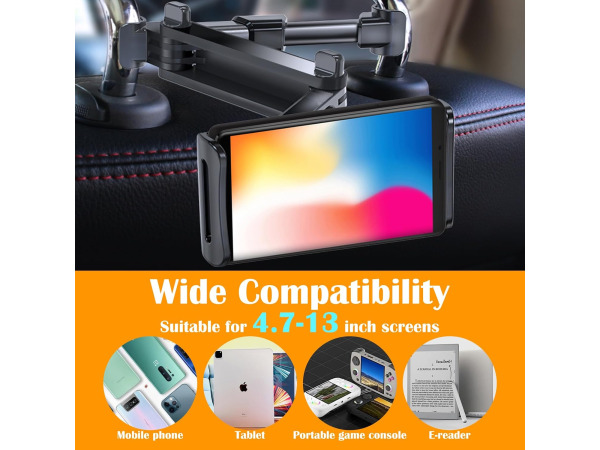 Tablet Houder Auto Hoofdsteun, 360° Draaibaar 4.7-13 Inch – foto 2 – kavel bij XL Auctions