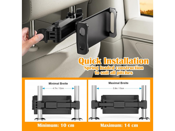 Tablet Houder Auto Hoofdsteun, 360° Draaibaar 4.7-13 Inch – foto 5 – kavel bij XL Auctions
