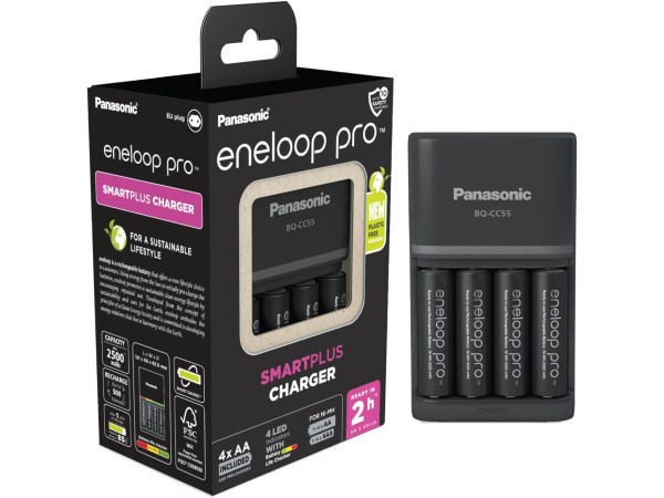 eneloop SmartPlus lader voor 1-4 AA/AAA NiMH-batterijen
