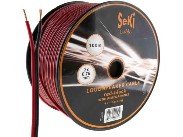 Luidsprekerkabel 2x0,75mm2-100m - rood-zwart
